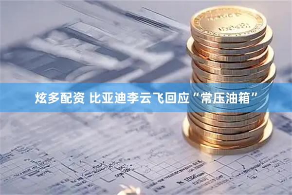 炫多配资 比亚迪李云飞回应“常压油箱”