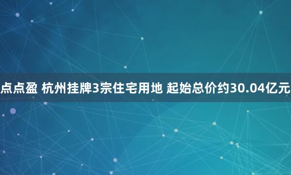 点点盈 杭州挂牌3宗住宅用地 起始总价约30.04亿元