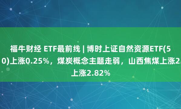 福牛财经 ETF最前线 | 博时上证自然资源ETF(510410)上涨0.25%，煤炭概念主题走弱，山西焦煤上涨2.82%