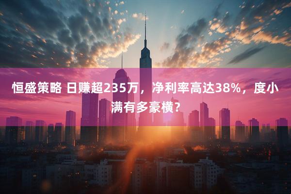 恒盛策略 日赚超235万，净利率高达38%，度小满有多豪横？